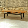 Hand Formed Structual Steel Bench Supporting a Contemporary Teak Surface
